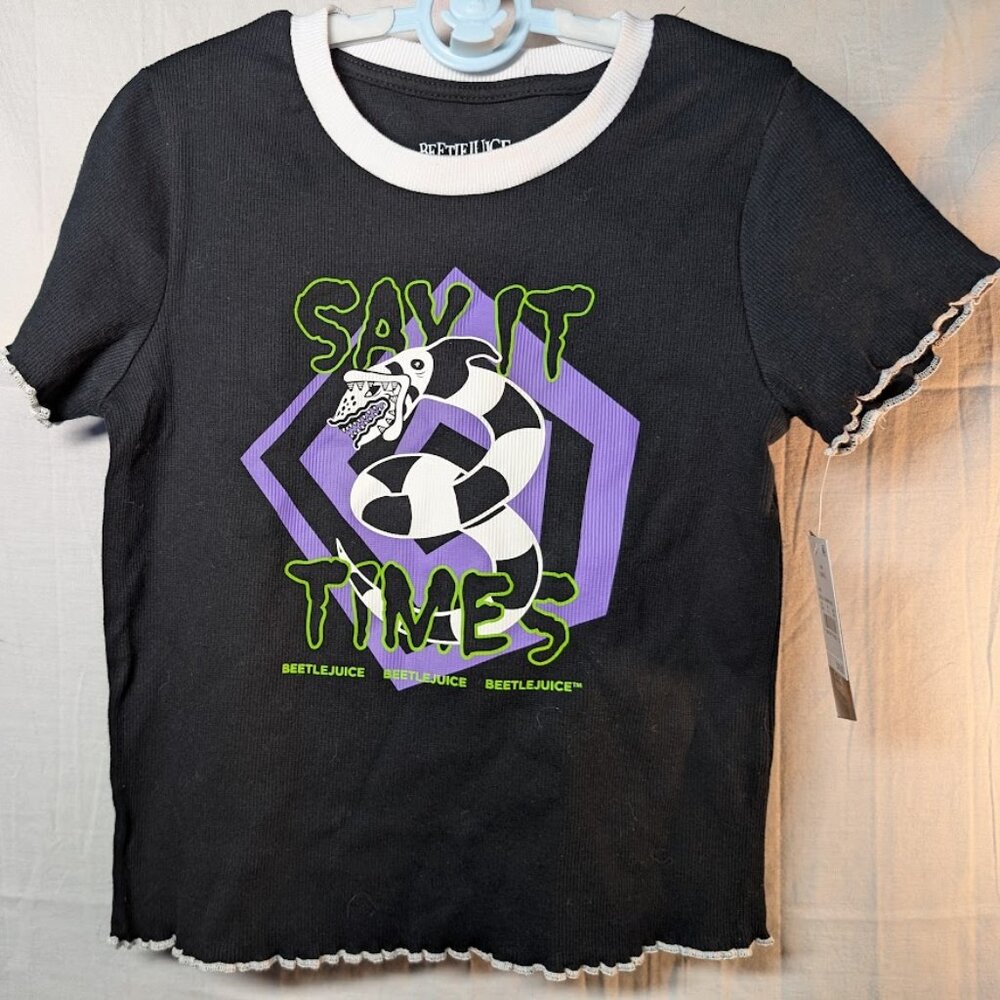 NWT Girls Beetlejuice Beetlejuice Sandworm ribbed T- Shirt size S & L